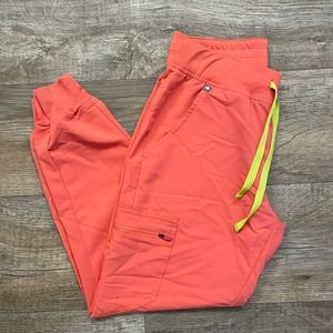 Figs HOT CORAL joggers scrub pants
